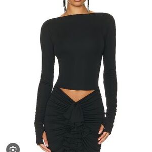 HELSA Matte Jersey Long Sleeve Top in Black